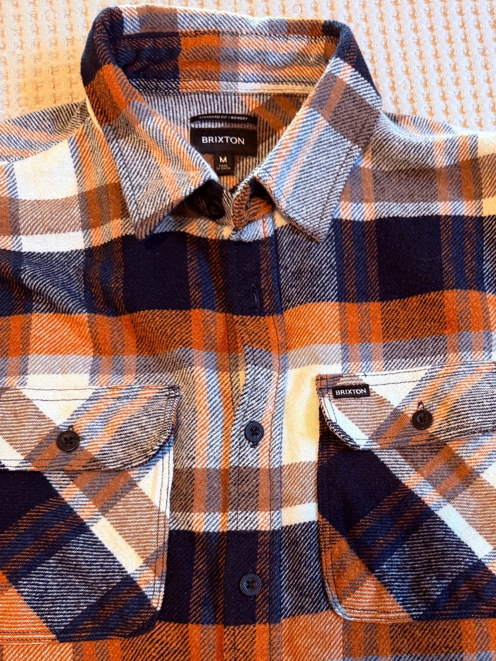 Brixton Orange, Navy & White Plaid Button-Down Shirt